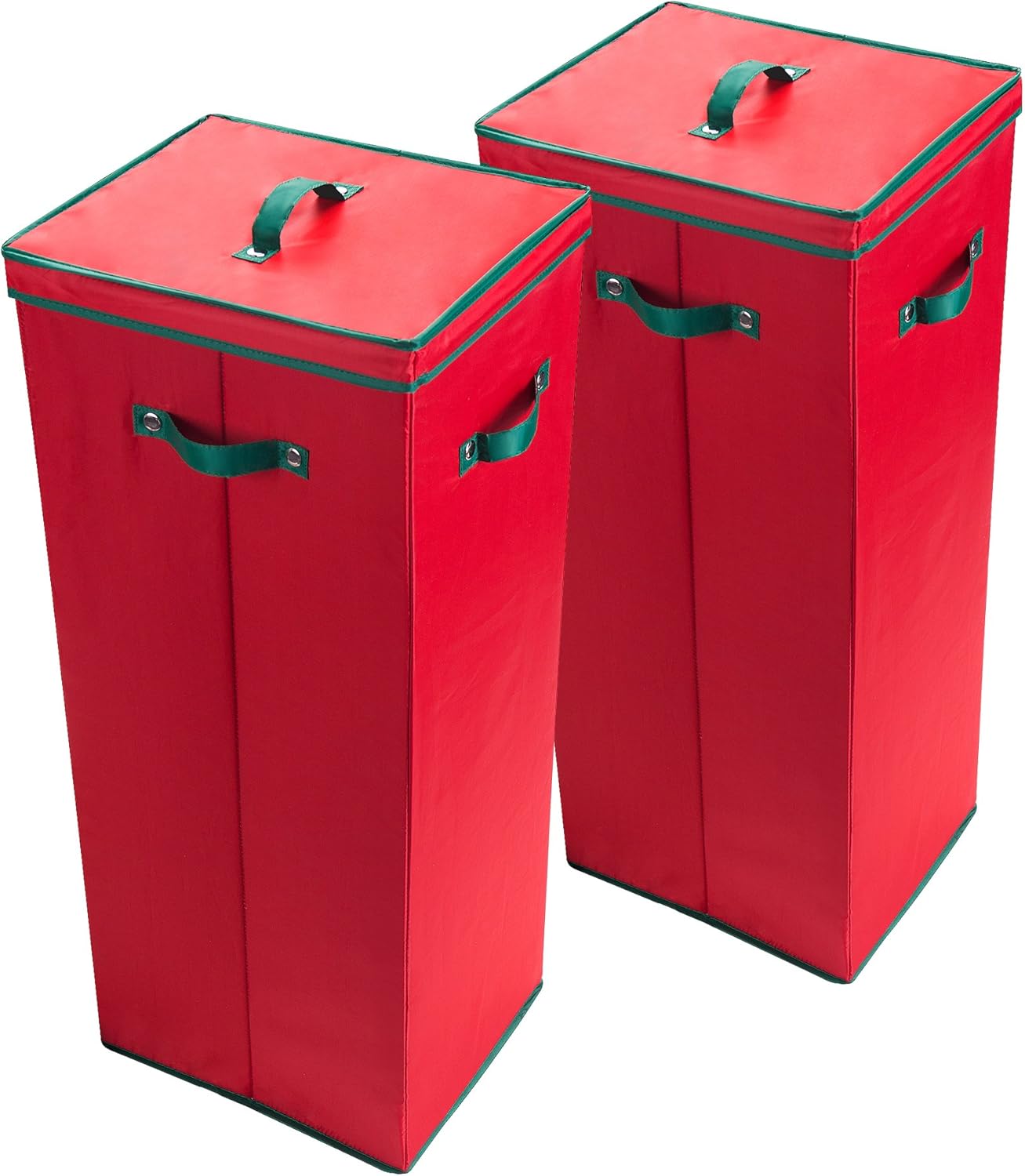 Wrapping Paper Storage Box -2 Pack -Stores up to 20 Rolls of 30 Inch Long Gift Wrap in One Convenient Red Lidded Container by Elf Stor