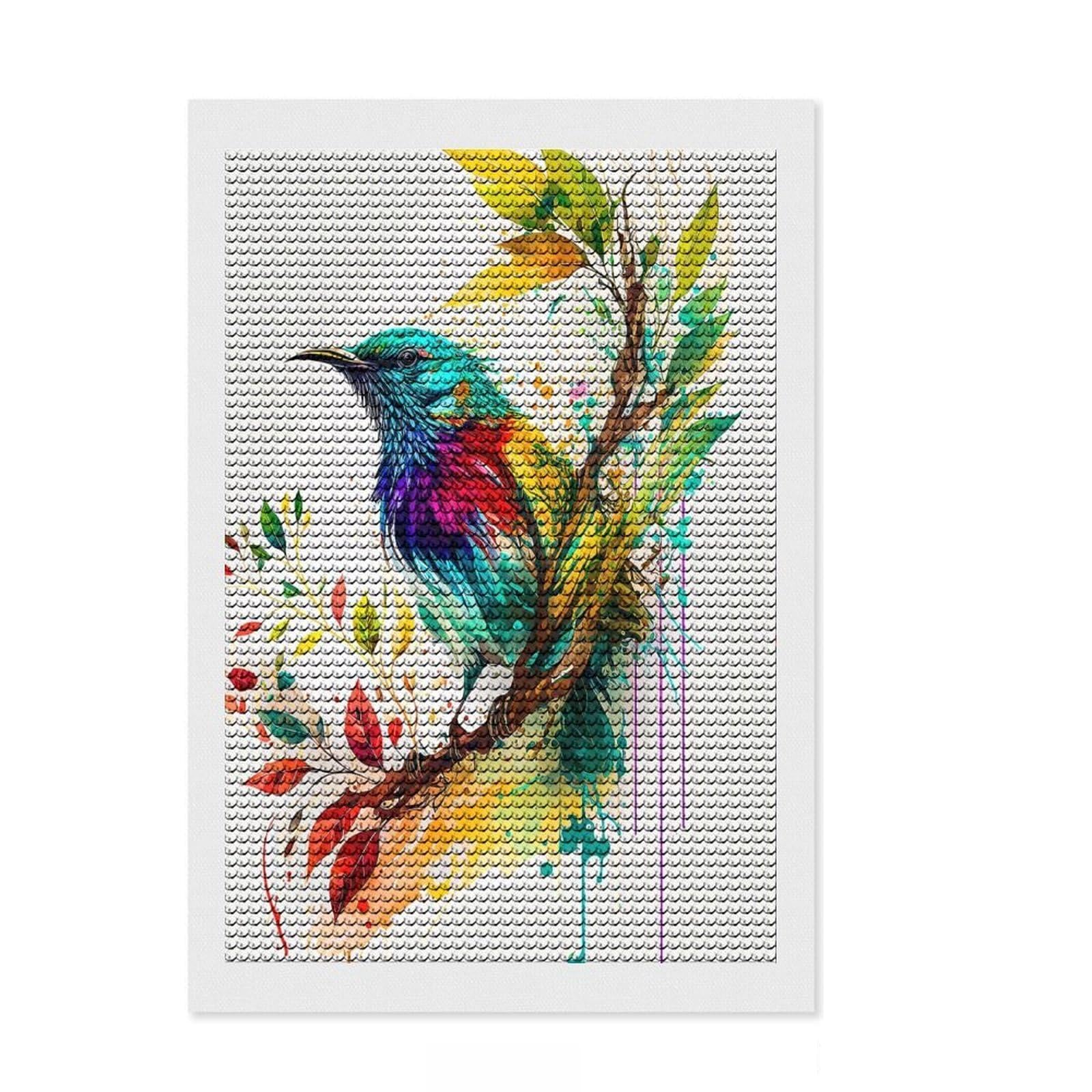 Junmoney Bird Painting Diamond Painting Set 8"x12", Relaxing DIY Hobby, Pleasing Wall Art Project, Farmhouse Decor, Birthday Gift