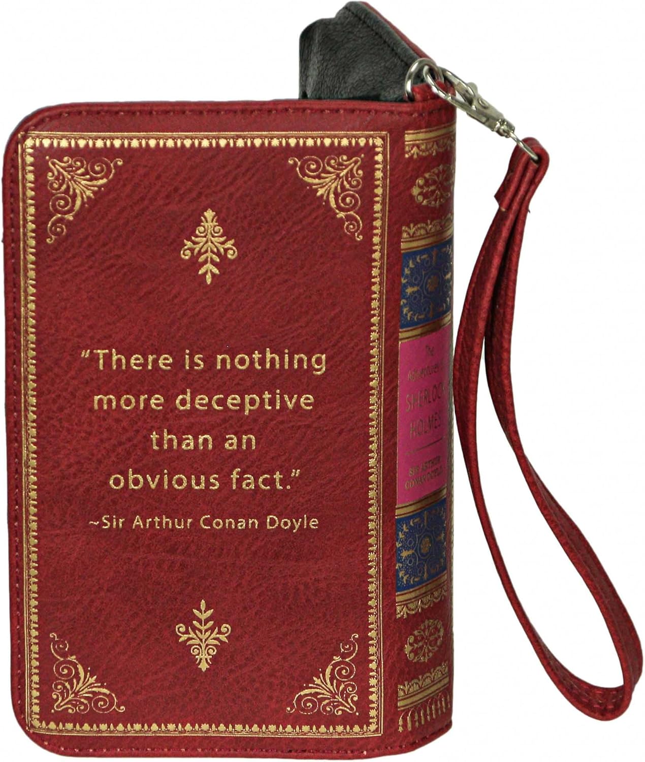 Sherlock Holmes Red and Gold Book-Style Wallet with ID Holder - Snap Closure - Fashionable Wristlet Strap for Mystery Enthusiasts - Sleuthing in Style - Image 2