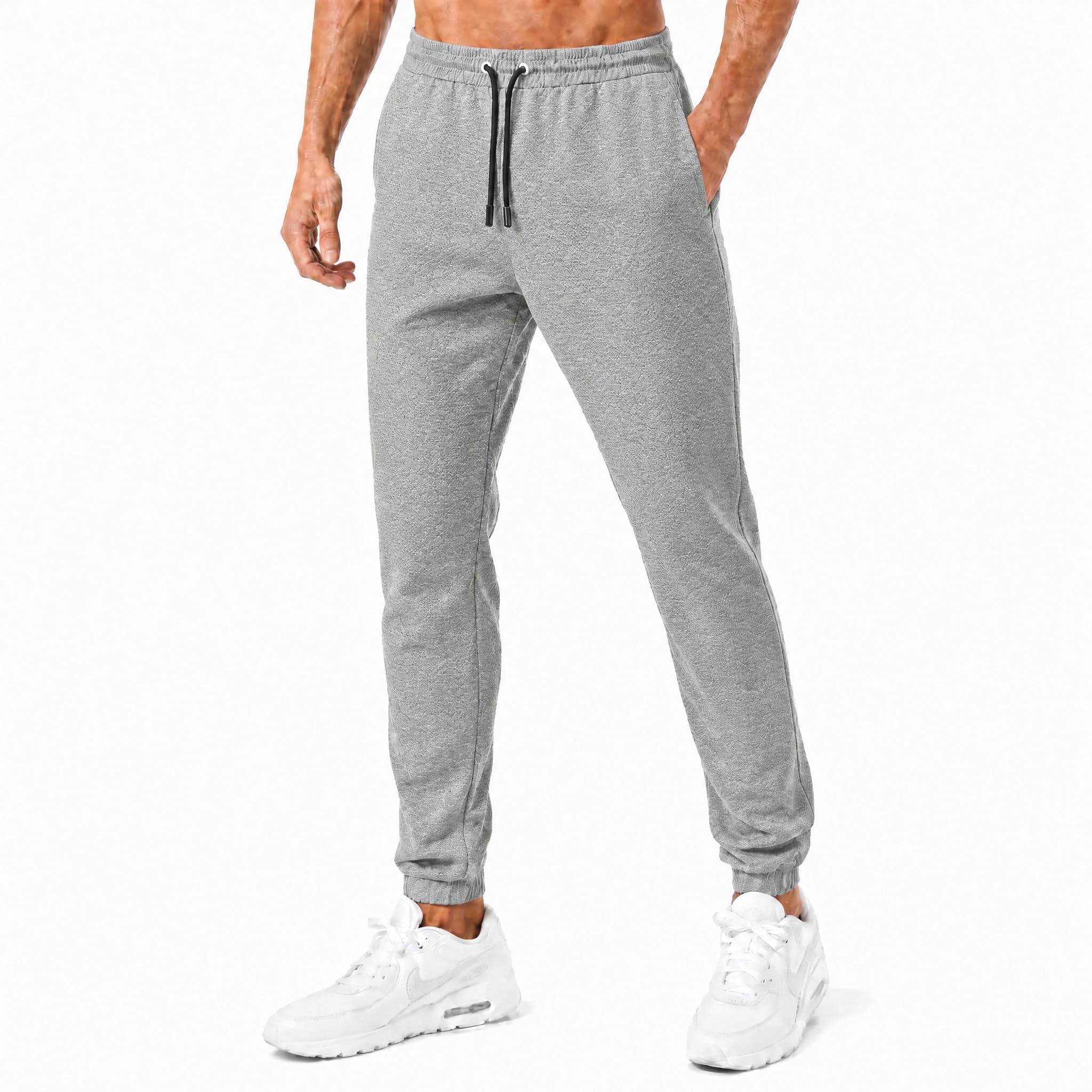 Lepus Men's Heather Grey Summer Joggers, Thin Lightweight Sweatpants, Athletic Fleece Bottoms With Drawstring Waist, Breathable Bottoms For With Extra Back Pocket(1 Pack Of Summer Joggers)