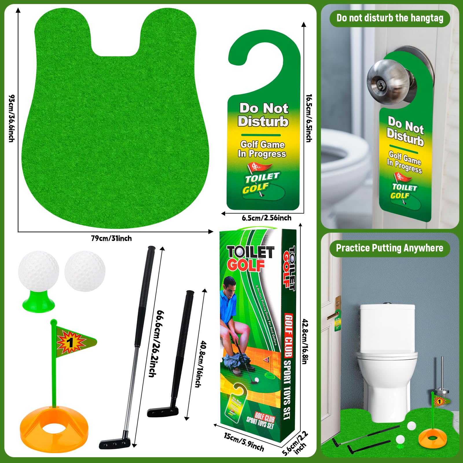 Pipihome Golf Game Set 6 Piezas Mini Golf Accesorios Funny Adulto Niños Minigolf Regalos Hombres con Palo Tapete Putting Bolas