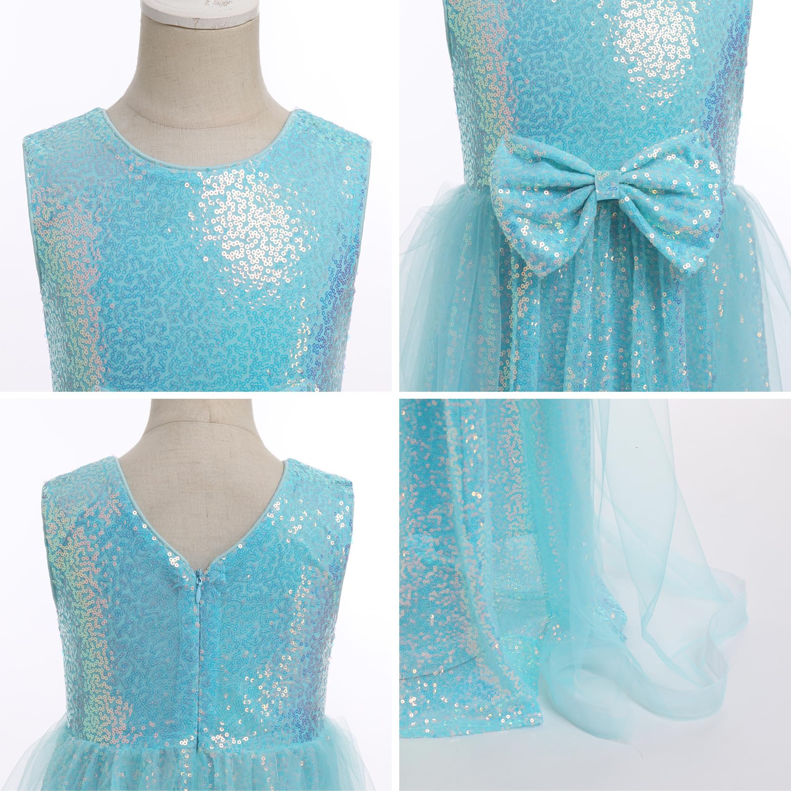 Blumenmädchen Paillettenkleid ärmellos Glitzer Prinzessin Tüll langes Maxikleid Festzug Geburtstag Hochzeit Party Kleid | Funkelndes Tüllkleid für kleine Mädchen, Blumenmädchen, Hochzeit, Party, Ballkleid, 3–14 Jahre