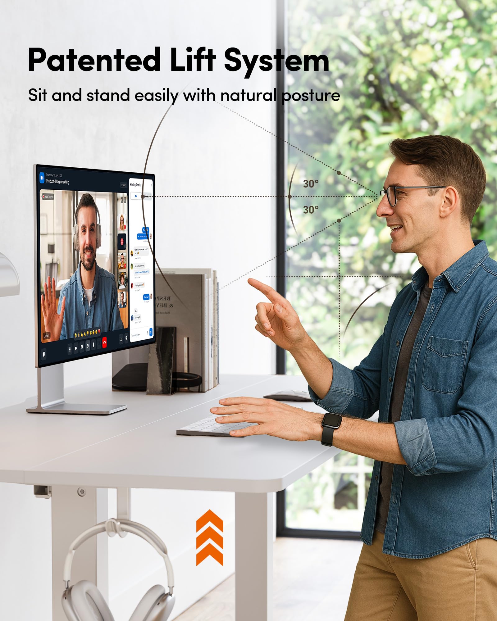 FEZIBO Electric Standing Desk Adjustable Height 40 x 24 Inch Sit and Stand Desk Home Office Desk Ergonomic — view 5