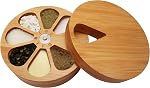 Fashciaga Bamboo Wood Daily Weekly Vitamine Medicine Pill Organizer Case Box,Conteneurs de cellier d'épices de sel de cuisine,Bijoux d'oreilles Bijoux de rangement Boîte décorative (Grande)