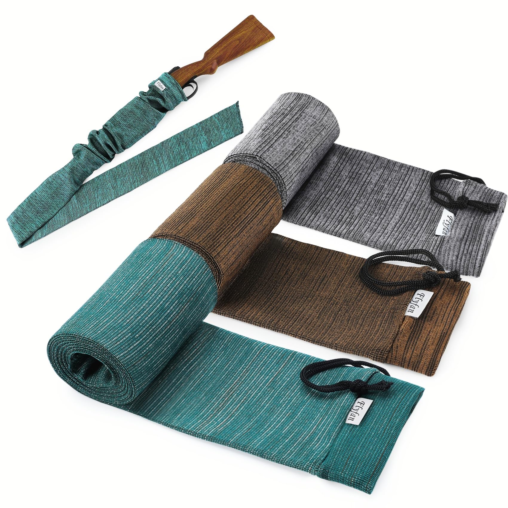 3 Pcs Gun Sock, Silicone-Treated Knit 52 x 4.5 Inches Gun Socks for Rifles and Shotguns, Thicken Elastic Design Hunting and Shooting Holder Socks for Gun Storage, Perfect Father Day Gifts for Dad