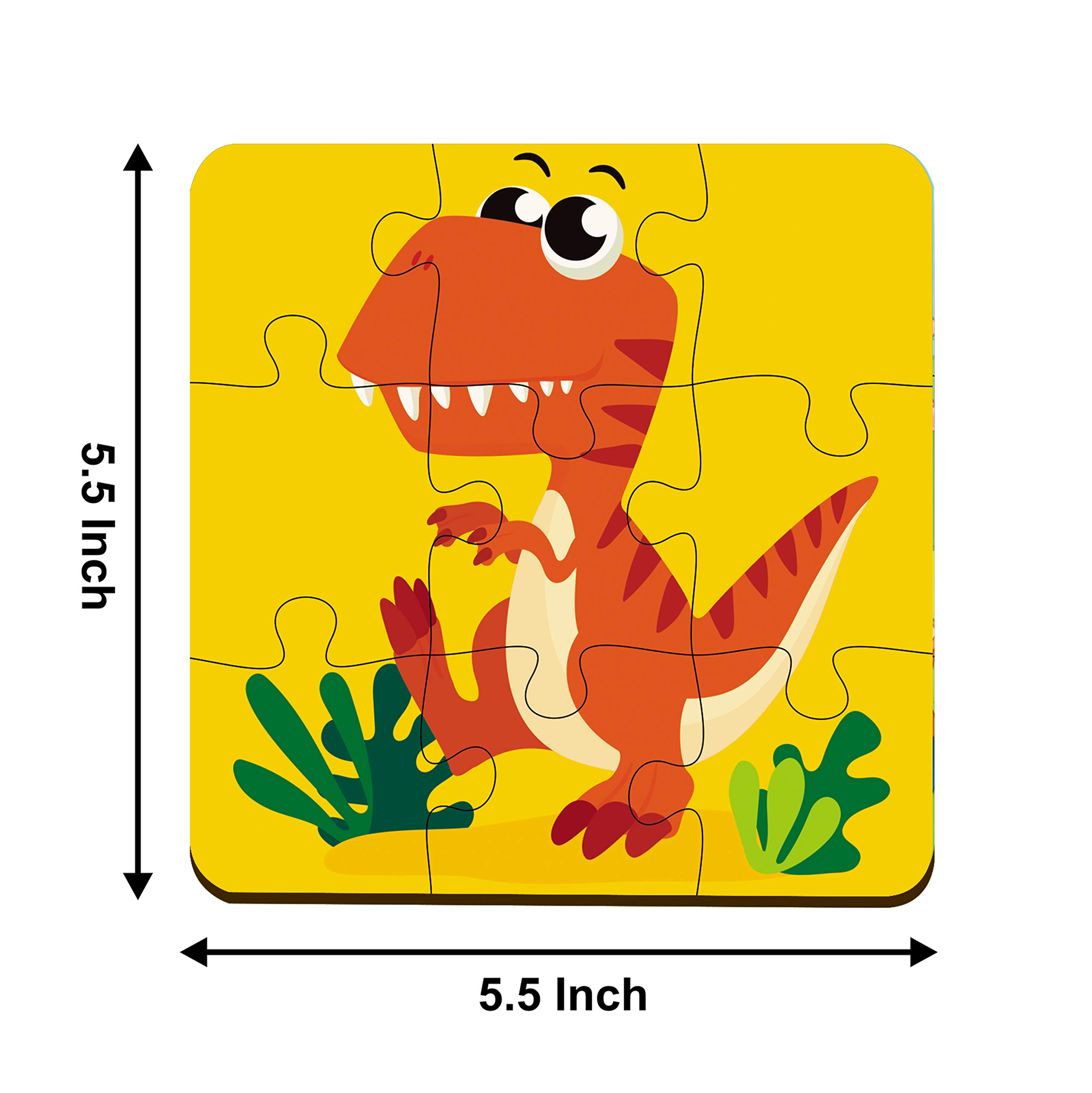 Webby 4 in 1 Dinosaur Wooden Puzzle Toy for Kids, Multicolor - Image 2