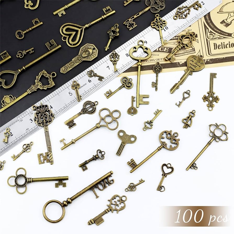 OLD KEYS LOT OF 100／まとめ売り／US VINTAGE Vintage Key Lot Huge Junk Drawer Mixed Old Keys Craft