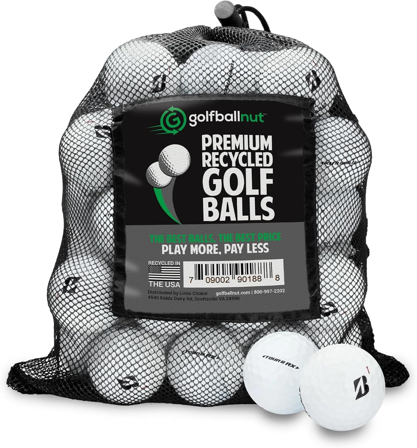 Recycled Golf Balls for Bridgestone Tour B RX - Used Golf Balls Bulk 4A Near Mint Condition – Includes Mesh Bag – (24-48)-Pack, White