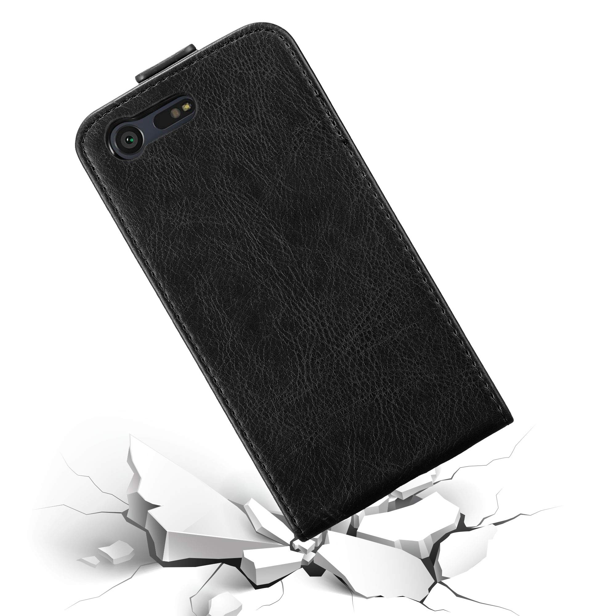 Cadorabo Custodia Flip Sony Xperia X Compact – Pelle Sintetica, Chiusura Magnetica, Nero Notte