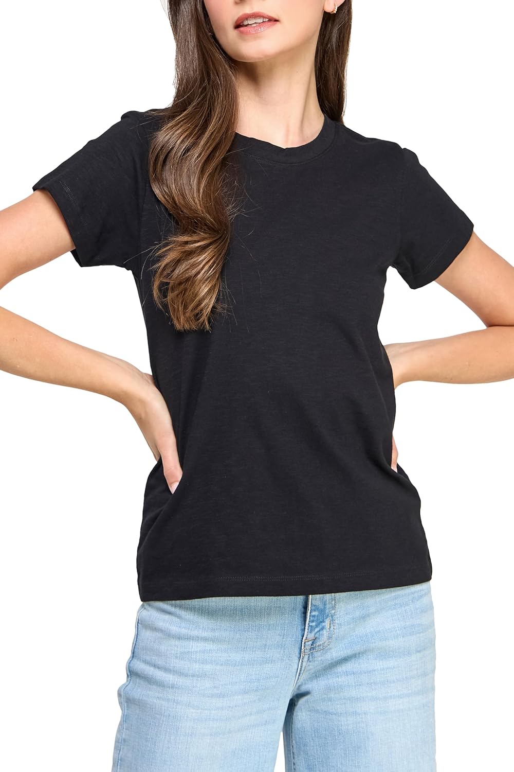 GREEN VOYAGE Women's GOTS Certified 100% Organic Cotton Slub Crewneck T Shirt Short Sleeve Tee Tops - Image 2