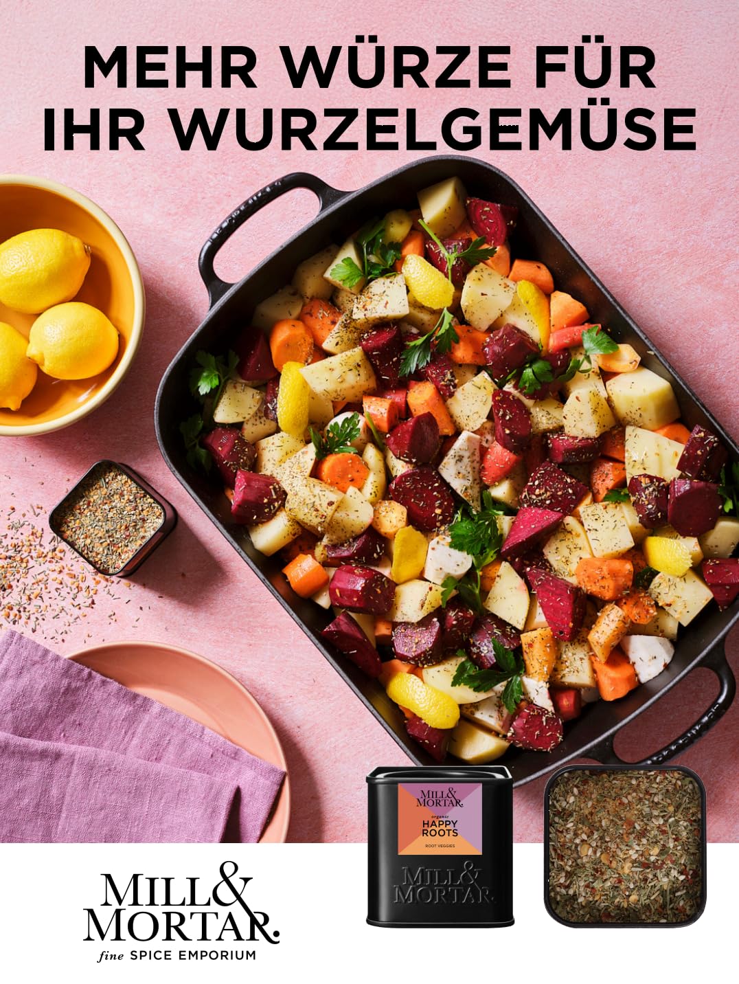 Mill & Mortar Veggie Lover Gewürz Geschenkset, 3 Bio-Mischungen ohne Salz | Cabbage Karma, Happy Roots, Shawarma Hack, mit Rezeptkarten, für Kohl, Wurzelgemüse & Bowls, für Frauen & Männer