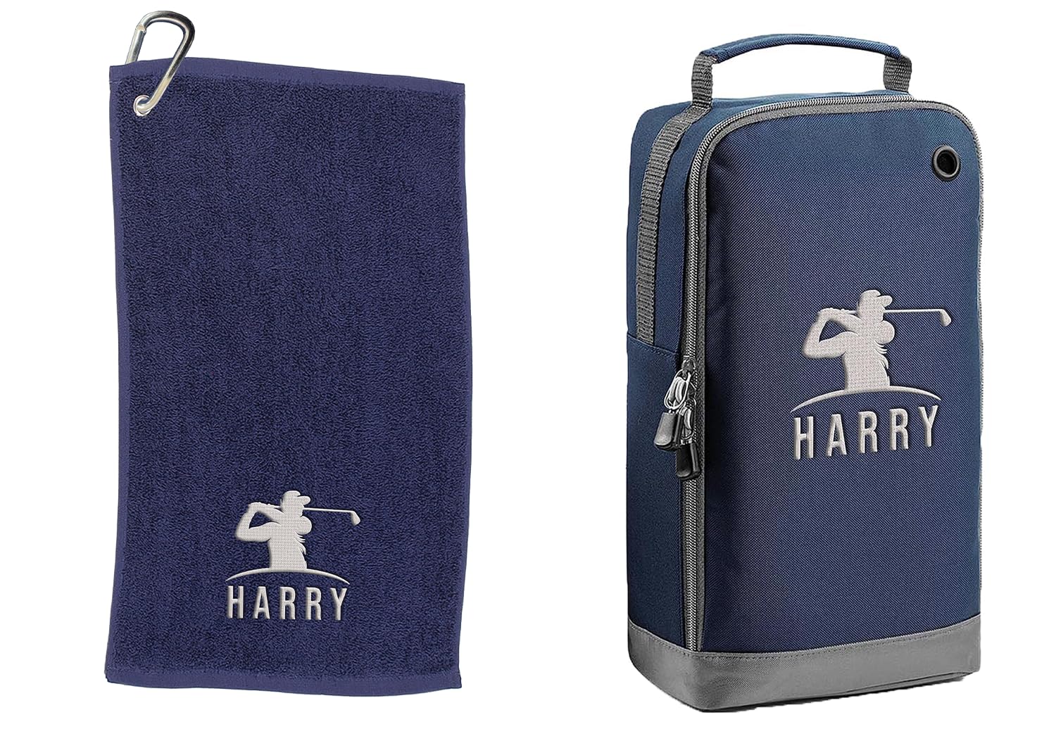 Personalised Golfer Towel and Shoe Bag – Embroidery and Clip 100% Ringspun Cotton Lawn Bowls Accessories - Dad Lawn Bowls Gift - Fathers Day Lawn Bowls Gift