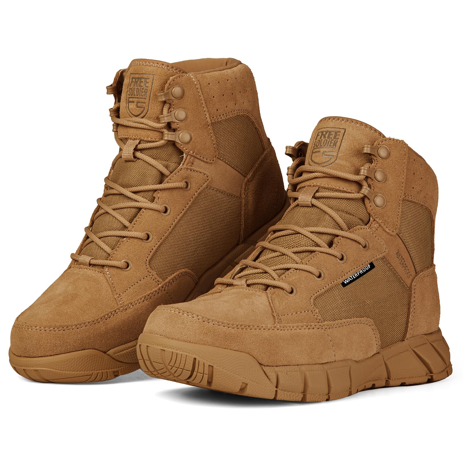 FREE SOLDIER Botas para Hombre Botas de Trabajo tácticas Militares ultraligeras de 6" Pulgadas Tops con Cordones Botas Transpirables para el Desierto para Caminatas de Senderismo