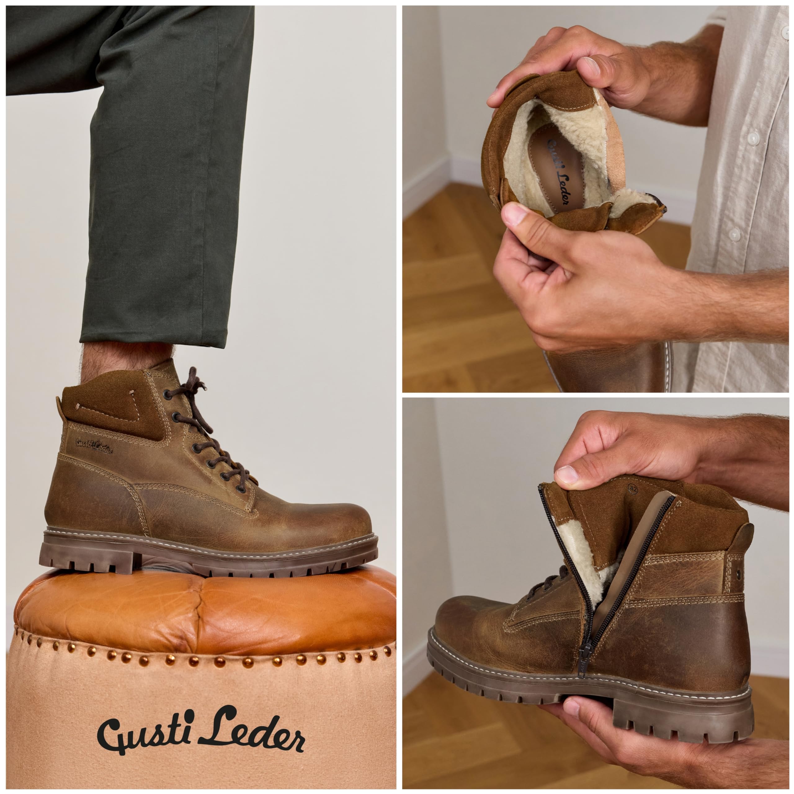 Gusti Leder Schuhe Falco - Schuhe mit Reißverschluss und Schnürsenkel