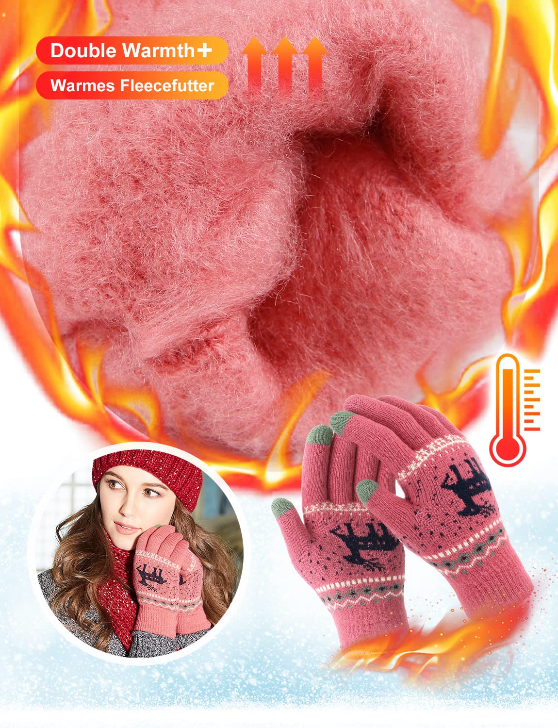 VENIMASEE Guanti invernali touch screen da neve guanti termici uomo donna