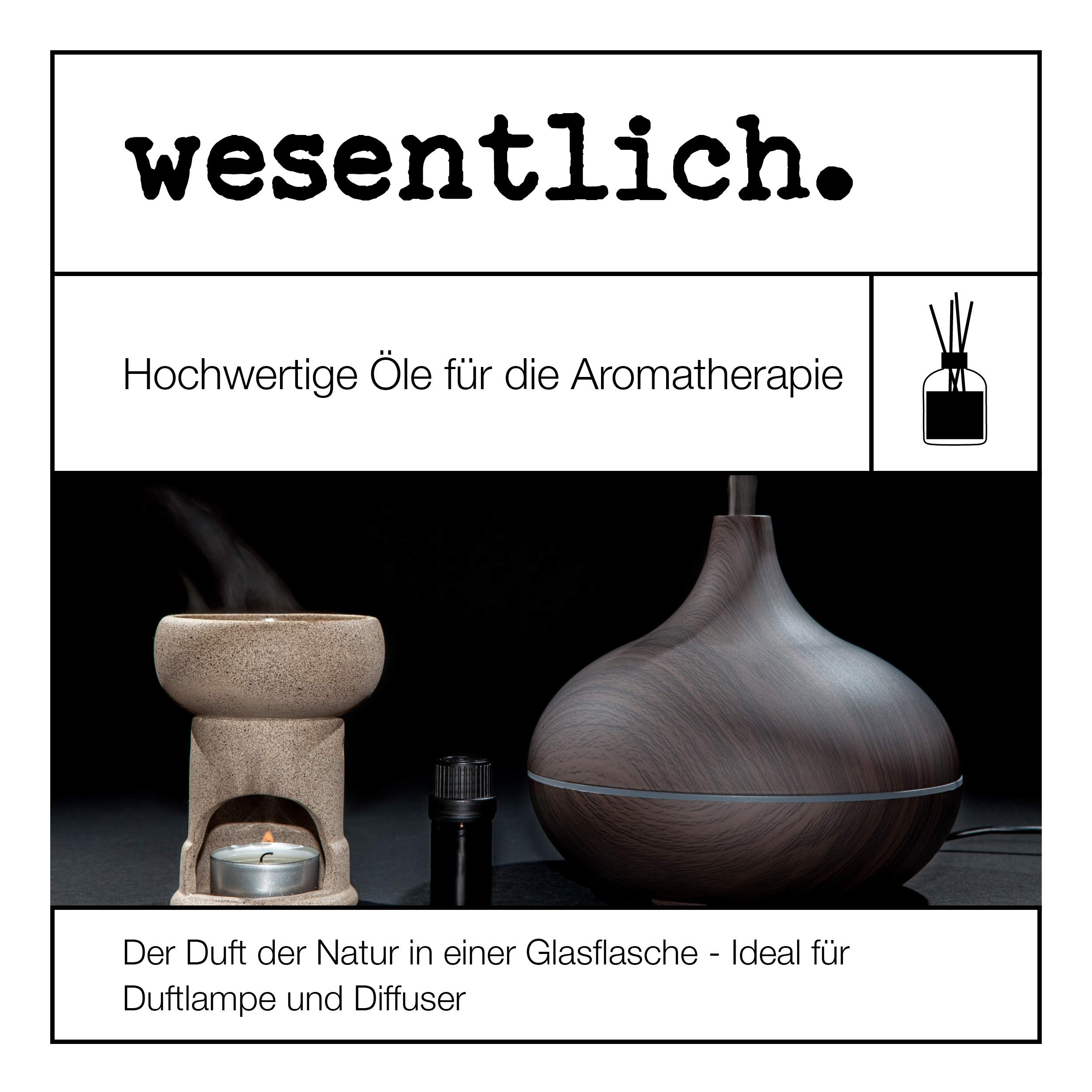Ätherische Öle Set No. 1 (Basisdüfte) von wesentlich. Lavendel, Teebaum, Lemongras, Edeltanne, Eukalyptus, Patchouli, Sandelholz und Orange - 100% naturrein