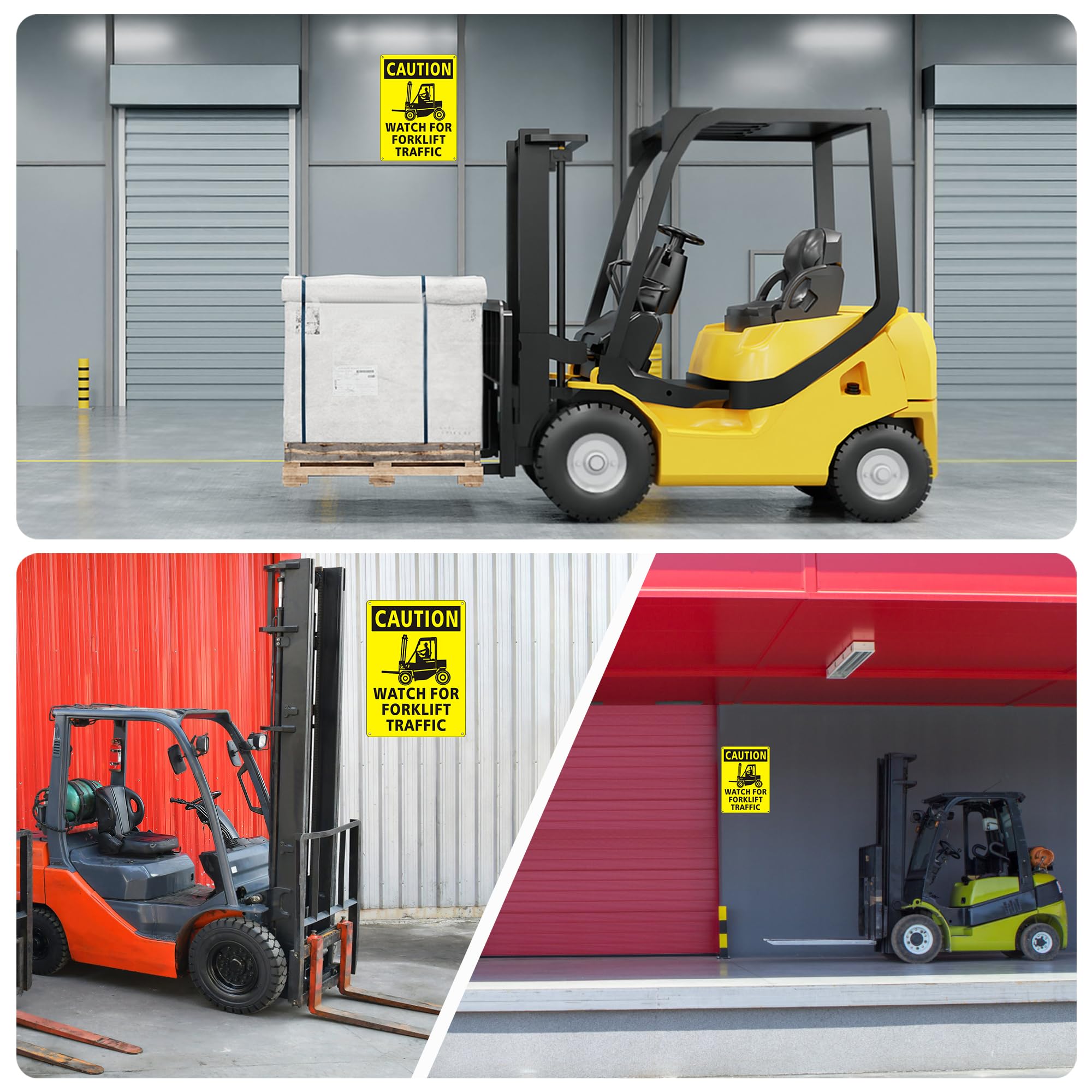 (2 Pack) Caution Watch for Forklift Traffic Safety Sign, 10 x 14 Watch for Forklift Reflective Aluminum Metal Signs Rust Free Waterproof and Easy to Install — Amazon image 6