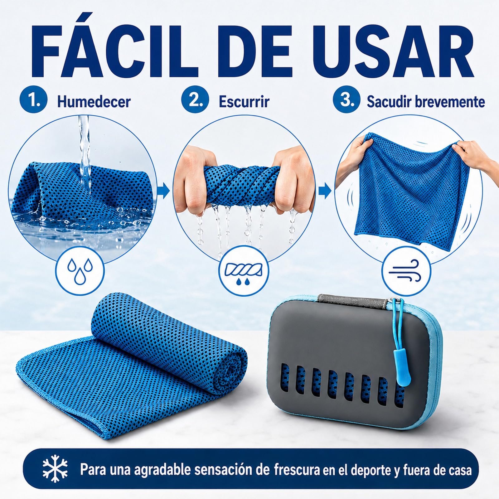 Genérico Toalla Refrescante Efecto Frio, Toallas de Microfibra de Enfriamiento Rápido con Funda de Almacenamiento, Toalla Deportiva Absorbente para Cuello, Running, Senderismo y Fitness (9PCS)