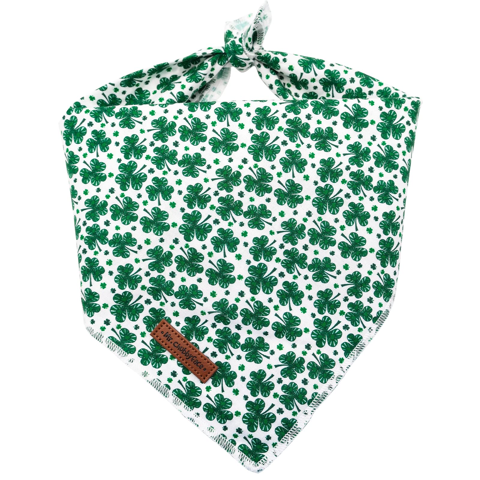 Photo 1 of ·MR. CHUBBYFACE· St.Patrick's Green Clovers Dog Bandanas Reversible Triangle Bibs Scarf Accessories for Dogs Cats Pets