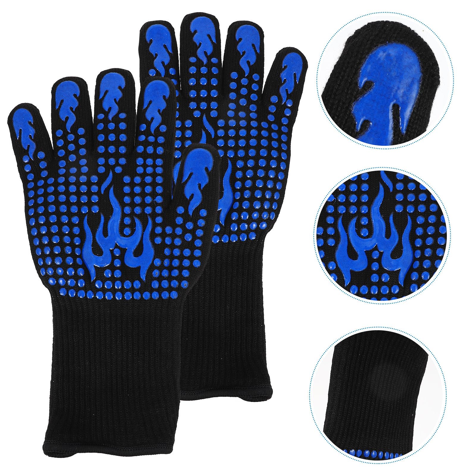 BESPORTBLE 6 Pares Guante de Horno Resistente al Calor de Silicona Azul,