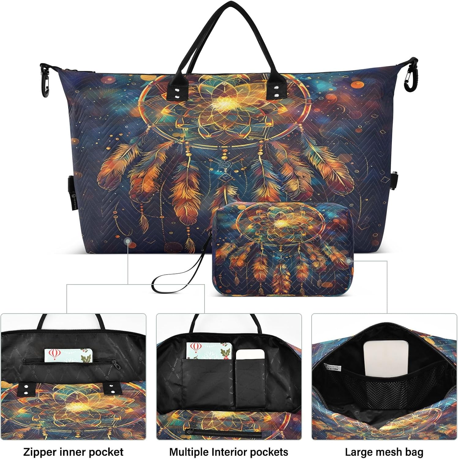 Mystical Dreamcatcher Travel Duffle Bag Gym Yoga Carry on Bags for Men Women Weekender Bag