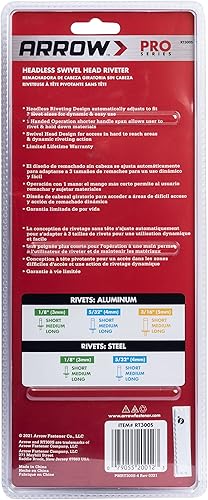 Miniatura 9 de Arrow RT300S - Herramienta de remache giratoria sin cabeza con una sola mano, remachadora manual para metal, tela, cuero y reparación automática,