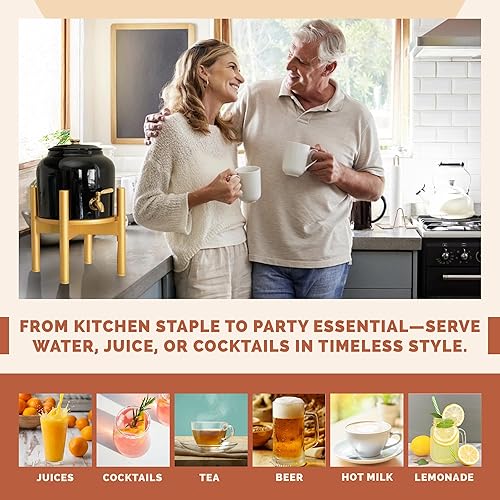 Miniatura 2 de Dispensador de agua de cerámica, dispensador de bebidas, solución versátil de encimera para el hogar u oficina, soporte para jarra de 3 a 5 galones,