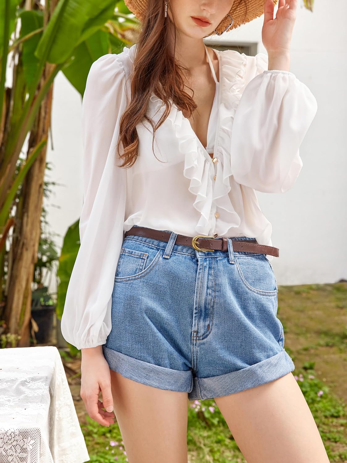 CIDER Denim Shorts with Belt