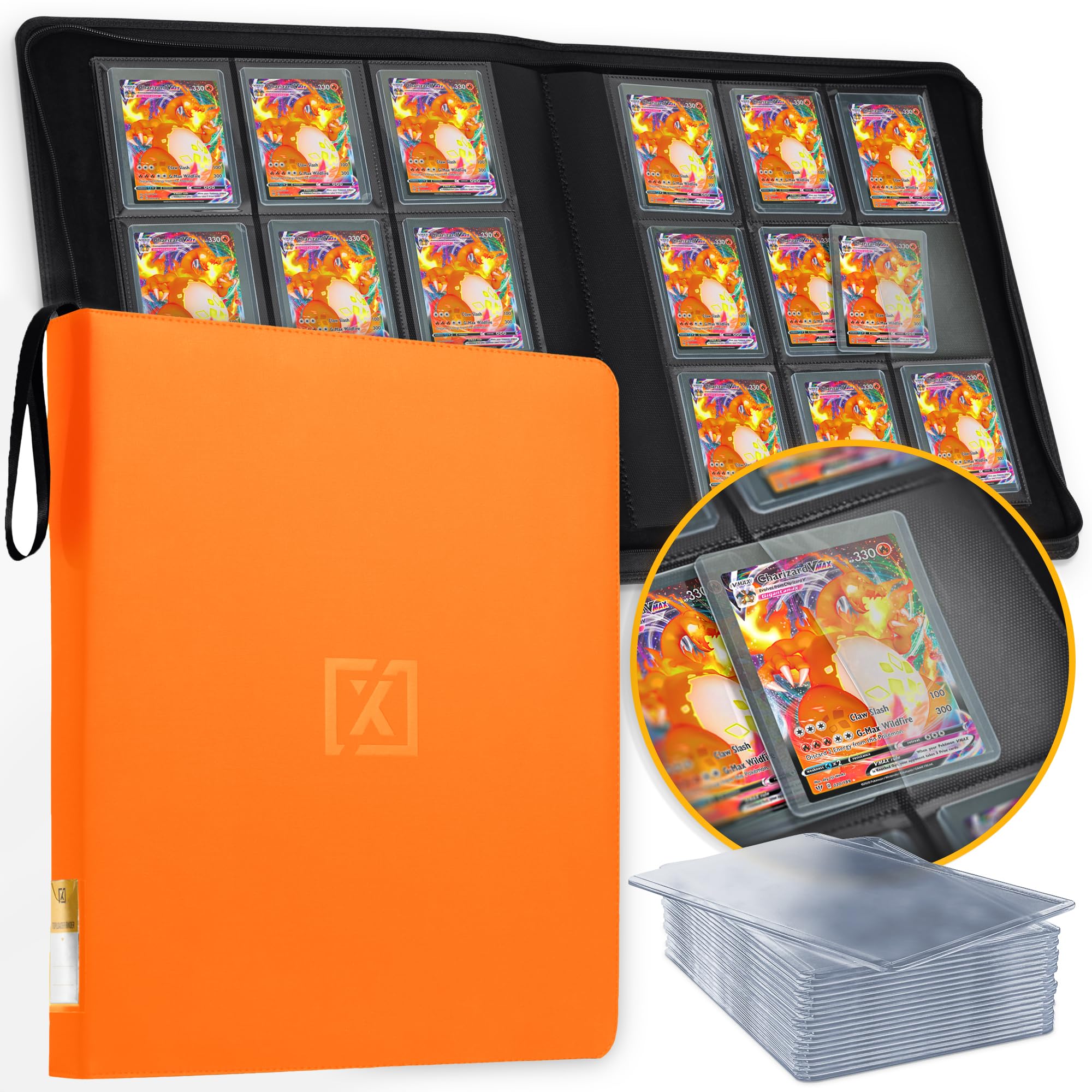 X PRO Toploader Binder | Holds 252 Toploaders | 20 Toploaders INCLUDED | 9-Pocket Top Loader Binder | Ringless Double-Sided Pockets | Top loader Binders for TCG, Sports | Premium Top Loader Storage