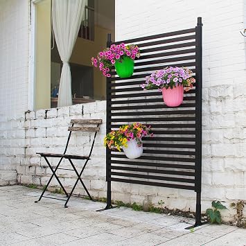 1 Pack 47.2 H x 35.4 W Outdoor Privacy Fence Screen Metal+PE Coated Outside Rustproof Brown Metal Decorative Fence Panels for Outside Backyard Garden Patio Privacy Screen, Brown