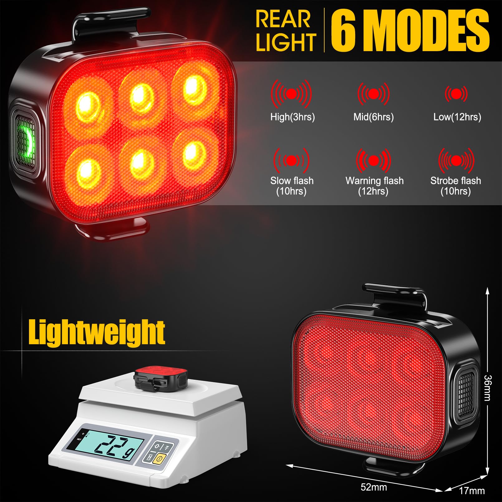 Ensemble De Feux Avant Et Arrière De Vélo KIMISS - Noir - Phares à Klaxon - Pour Voir - Vélo