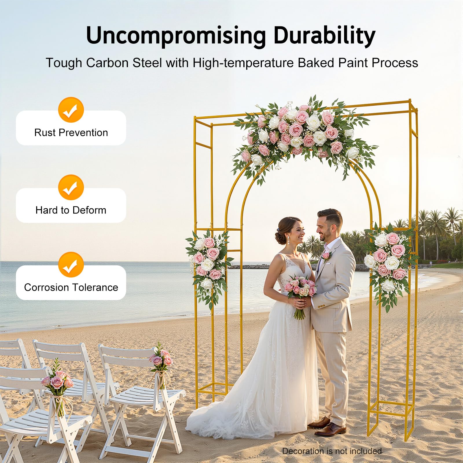 Arco per matrimonio, doppio strato, rettangolare, in metallo, arco per palloncini, per interni ed esterni, matrimoni, feste, giardino, banchetti