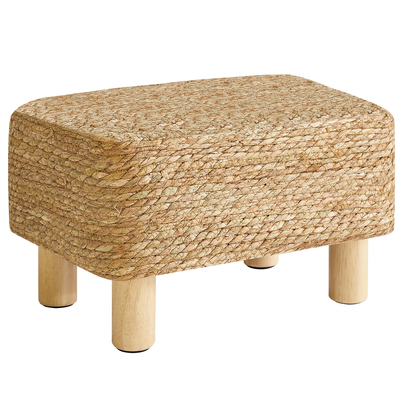 YMYNY Poggiapiedi Pouf Couch Sgabello Poggiapiedi Rettangolare In Alga Marina Naturale Multifunzionale Moderno Ottomano Divano Tavolino per Soggiorno Camera da Letto 42×30×26CM Natura HBD043N