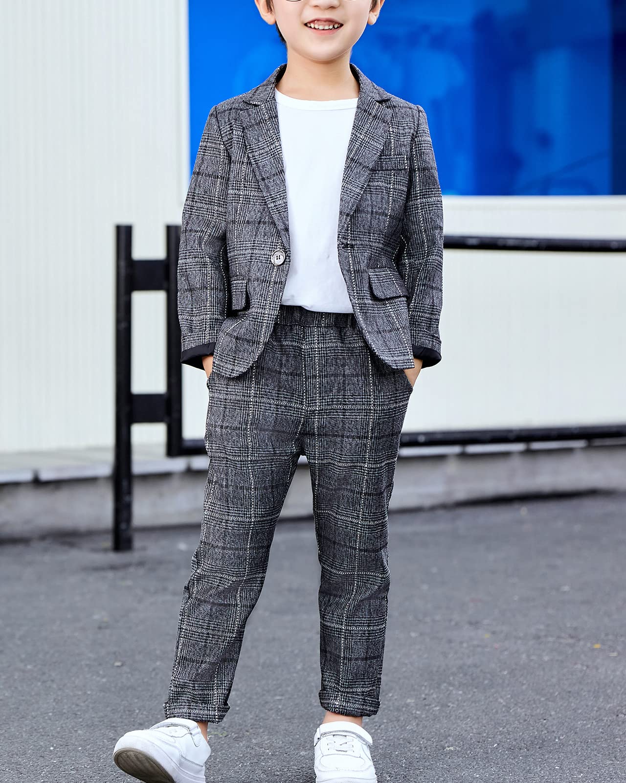 2/3/4 Piezas Conjunto de Traje para Niños Conjunto de Blazer y Pantalón a Cuadros, Casual o Vestido de Fiesta de Boda