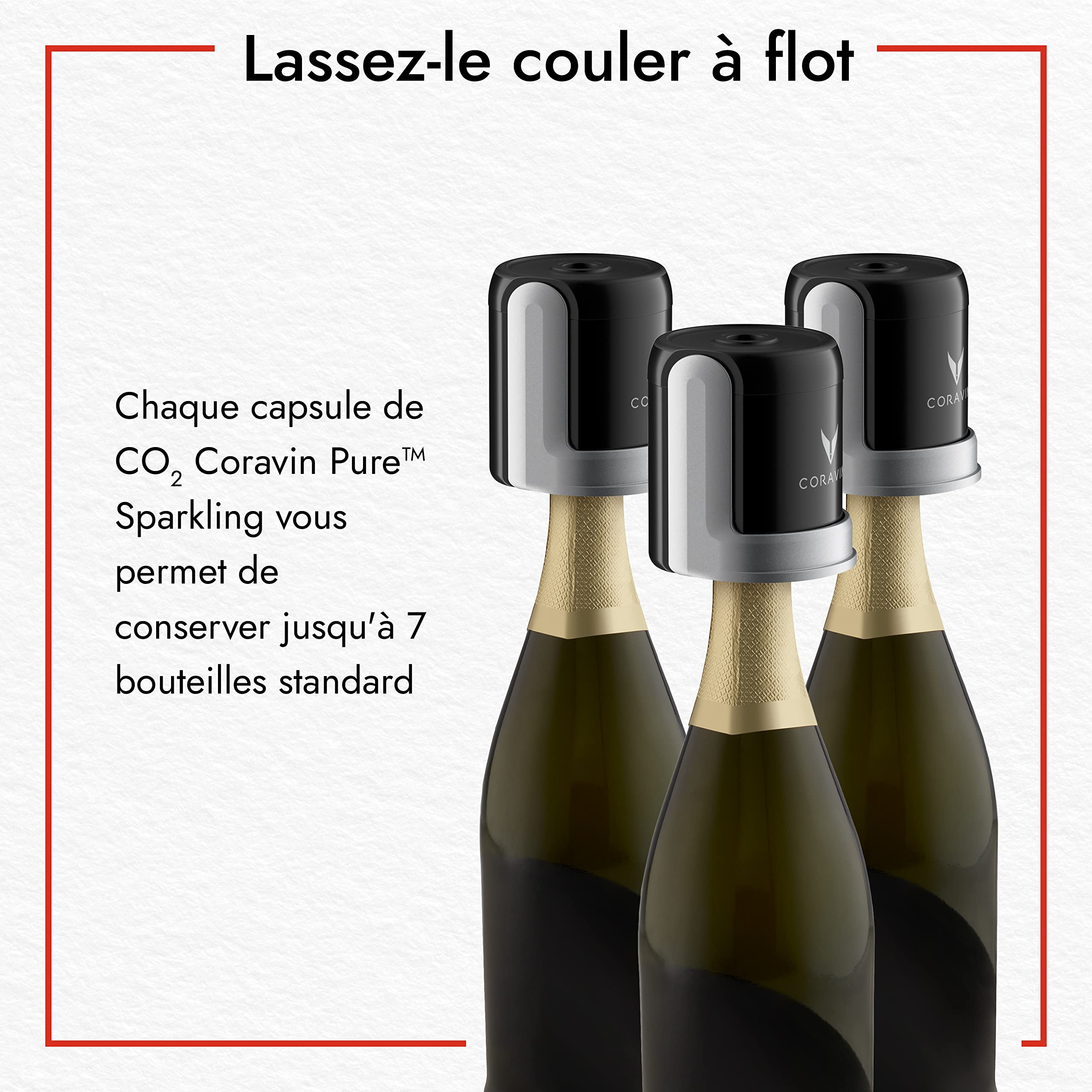 Pack de 6 Capsules CO2 Coravin Pure? Sparkling Argent et Noir