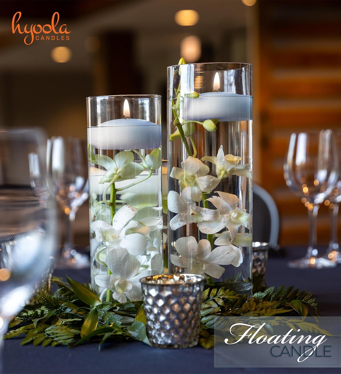 Hyoola Premium White Floating Candles 3 Inch - 8 Hour - 24 Pack - European Made