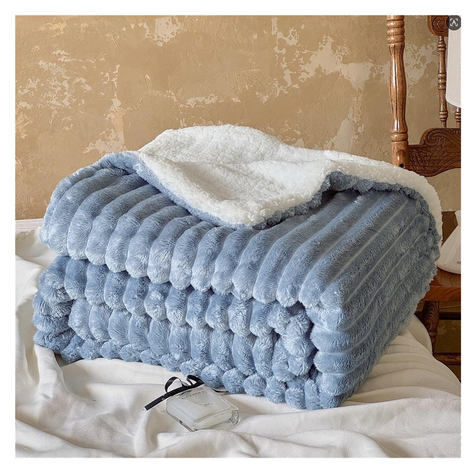 Couverture d'hiver en peluche double couche pour cocooning au lit ou sur le canapé