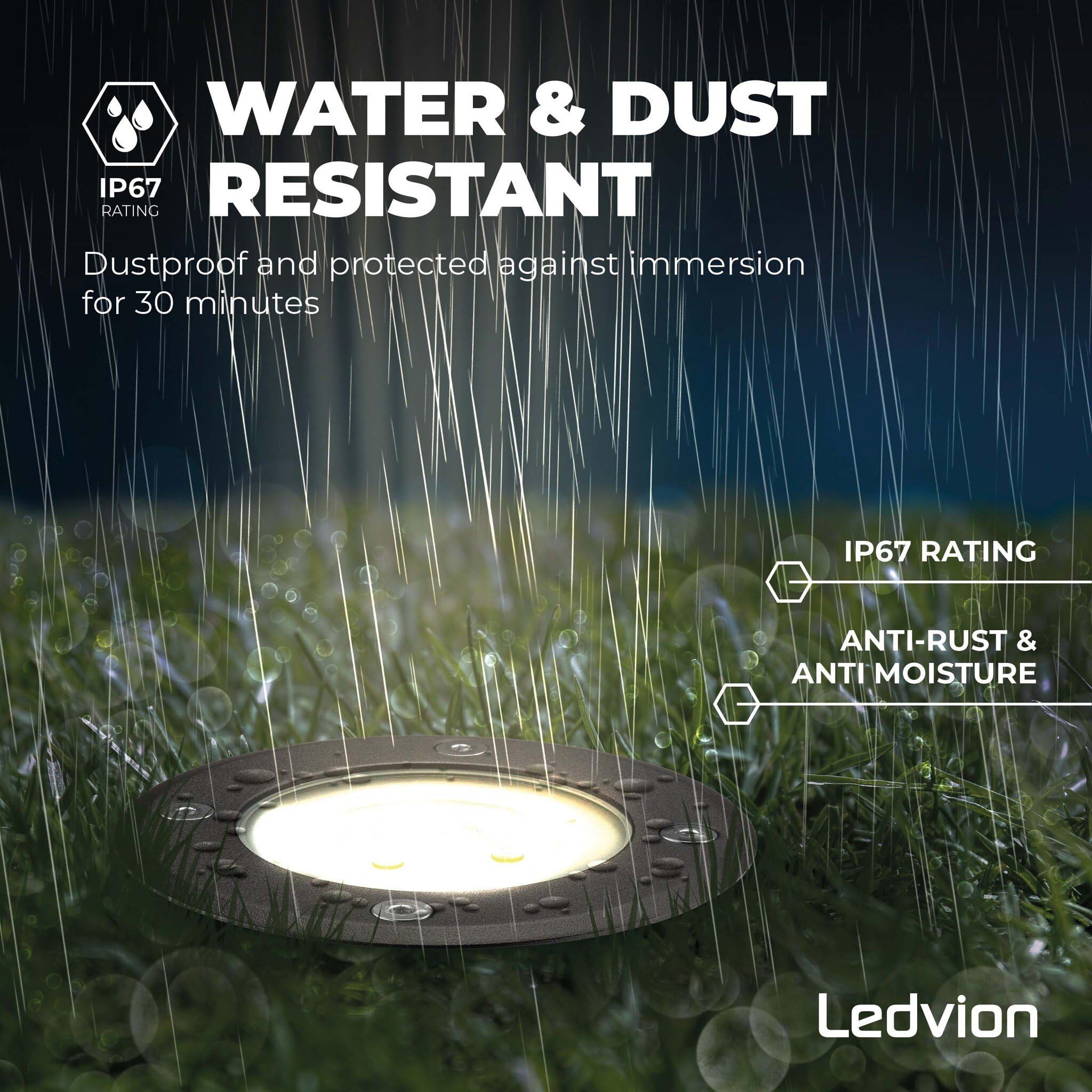 Ledvion - 9X LED Einbauleuchten Schwarz & Rund, IP67, GU10, 1m Kabel, Außenbeleuchtung, Terrassenbeleuchtung