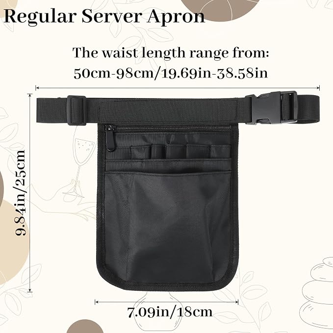 Delantal servidor con múltiples bolsillos y cinturón ajustable miniatura 2