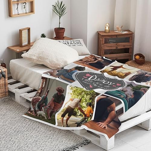 Vista 4 de Manta personalizada con texto fotográfico, manta personalizada para papá, manta con imagen personalizada para madre, padre, adultos, amigos, Design8