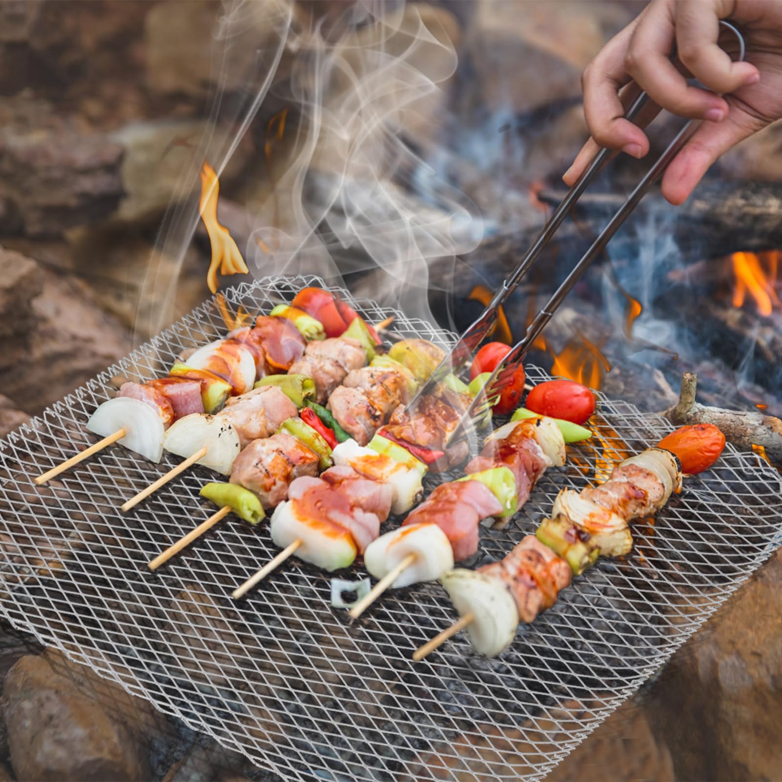 Kingrol 10er-Pack Einweg-Grillaufsätze, 39 x 30 cm, verhindert das Herunterfallen von Lebensmitteln durch Roste und ideal für Fleisch und Gemüse, Outdoor-Grillzubehör