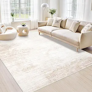 Area Rugs 6x9 Living Room: Washable Rug Modern Abstract Large Rug Soft Non Slip Neutral Rugs Stai...