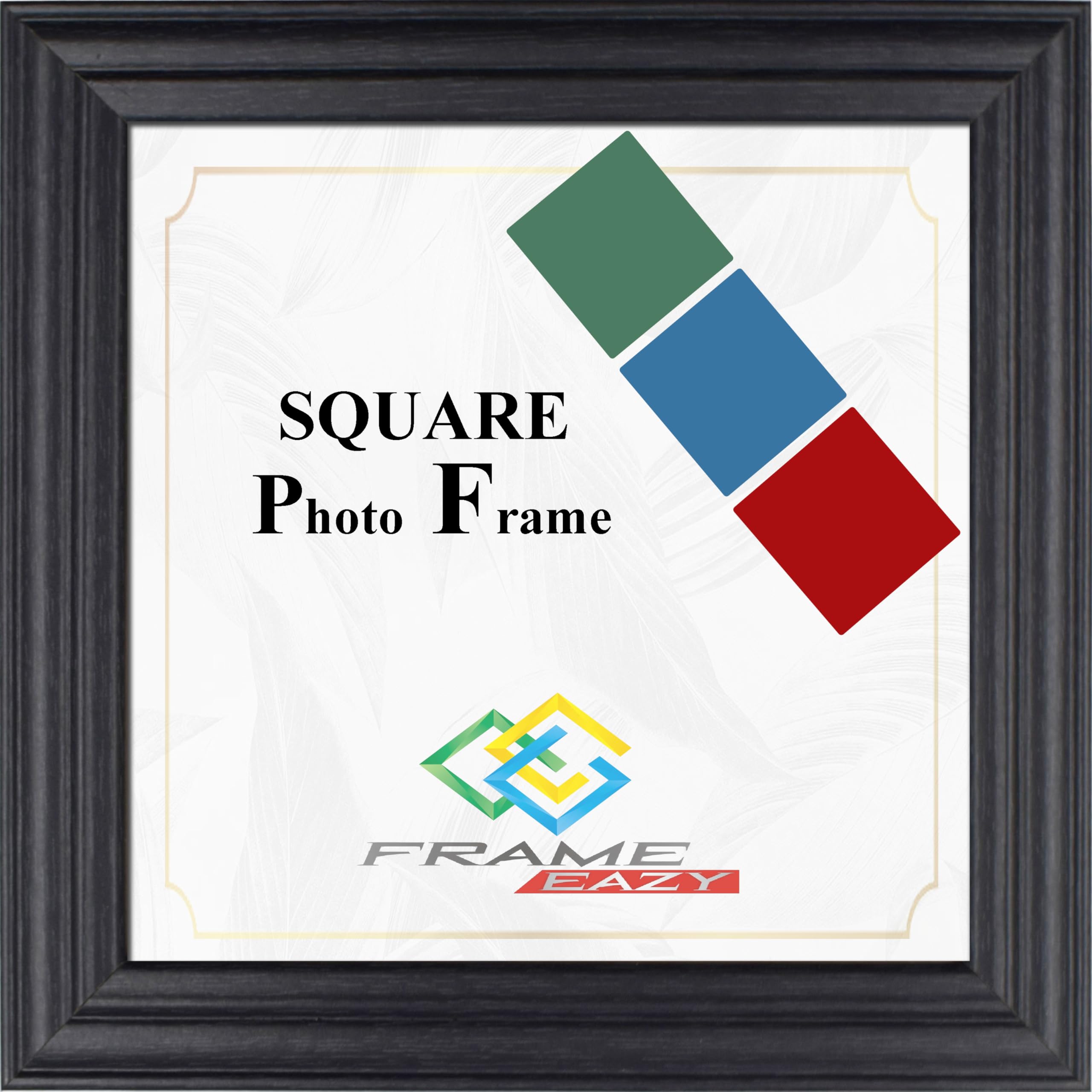 FRAME EAZY 5"x5" Square Photo Frame Black - Antique Style Square Picture Poster Frames With Safe Perspex Front & Wall Mounting Hooks - Square Frame Black, 5x5 Inch (12.7 x 12.7cm)