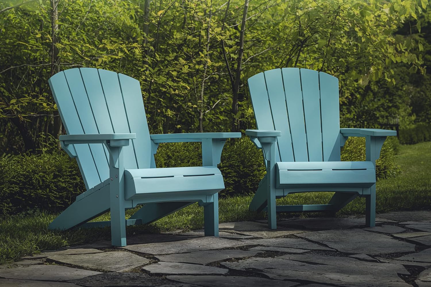 Keter Alpine Adirondack 2 Pack Resin Outdoor Furniture Patio Chairs with Cup Holder Perfect for Beach, Pool, and Fire Pit Seating, Teal : Patio, Lawn & Garden