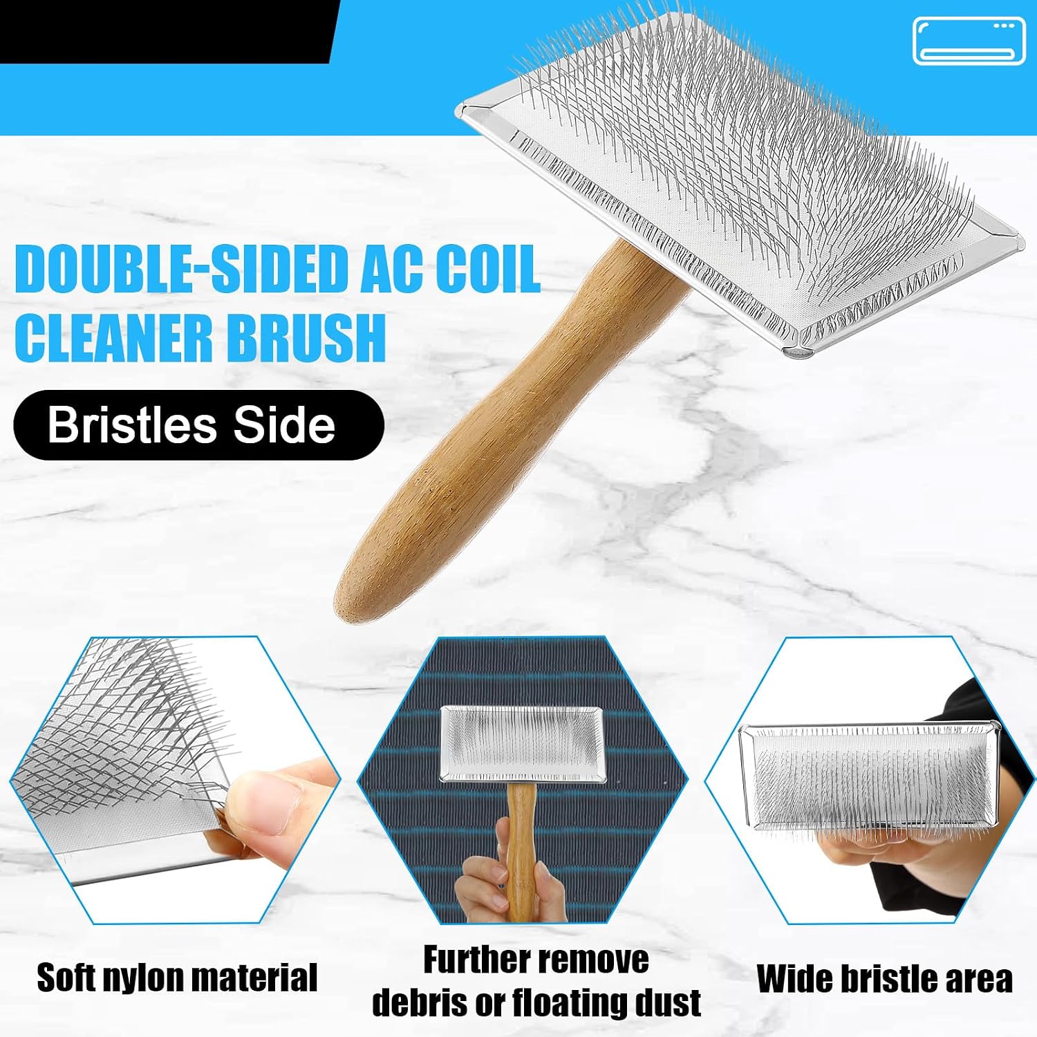 8 Pcs Air Conditioning Fin Cleaner Set HVAC Coil Cleaning Brush Condenser Fin Straightener Evaporator Coil Clean AC Comb Condenser Split Cleaning Kit Fridge Radiator Tool(Wood,Single Sided) image 4
