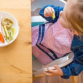 green sprouts Easy-wear Long Sleeve Bib | Waterproof Protection | Flipped Pocket, Soft Material, Easy Clean Smock