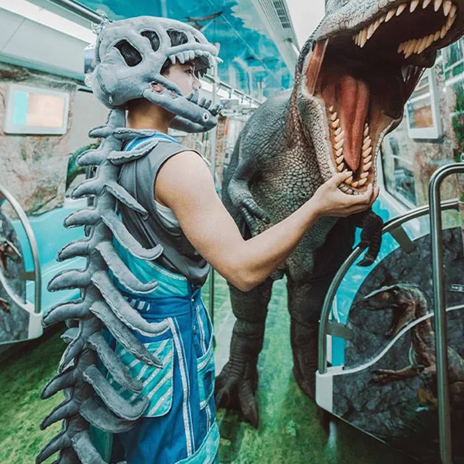 Kostium Szkieletu Dinozaura Pluszowe Zabawki Szkielet Do Noszenia | Halloween Rekwizyty Cosplay Czaszka Zwierzęca Dla Dorosłych Kobiet Mężczyzn Dziewcząt Chłopców Na Bal Maskowy