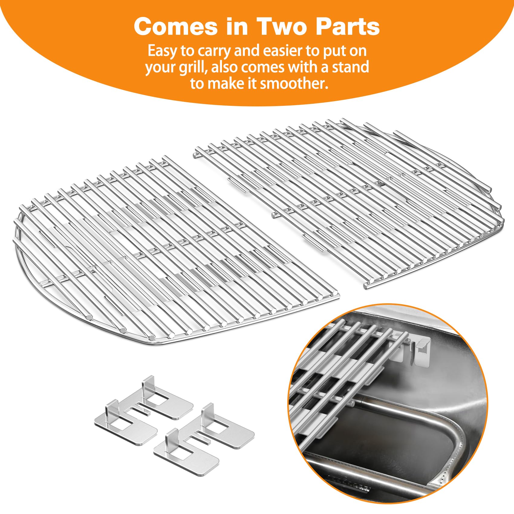 Onlyfire Edelstahl Grillrost Ersatz (54,6 x 38,5 cm) für Weber Gasgrill Q200, Q220, Q2000, Q2200, Q2400