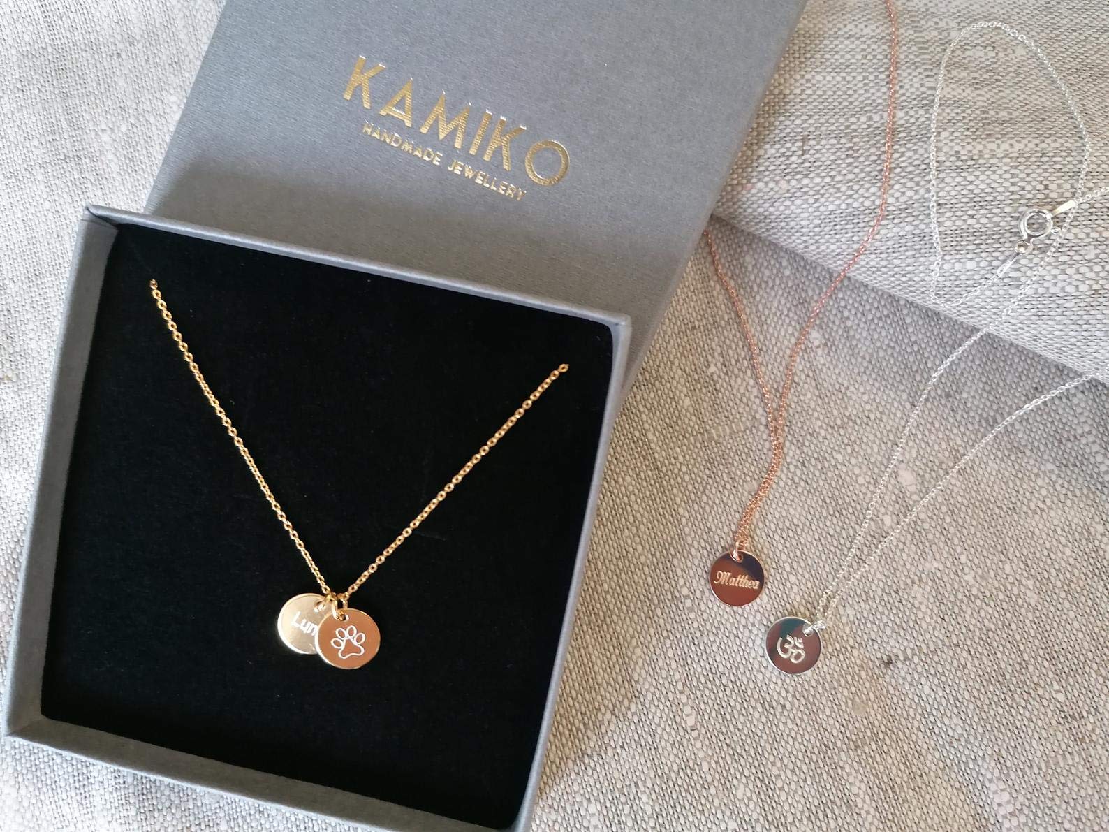 Kamiko Namenskette 925er Gravurkette Silberkette,Familienkette,Kindernamen,Geschenk zur Geburt,Personalisierte Kette