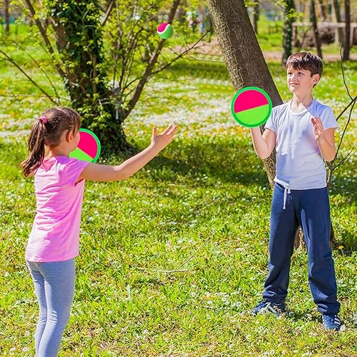 Miniatura 11 de Juguetes exteriores para niños de 4 a 8 años – Juego de pelotas para lanzar y atrapar, juegos al aire libre para niños y adultos con 6 paletas y 3